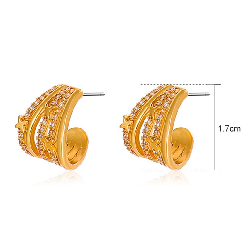 Anting Stud Desain Meteor Bintang Mosaik Bahan S925 Silver Needle Aksen Zirkon Gaya Korea
