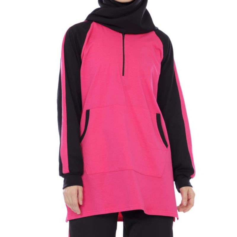 Baju Olahraga senam Wanita Model Tunik Seleting Trendy