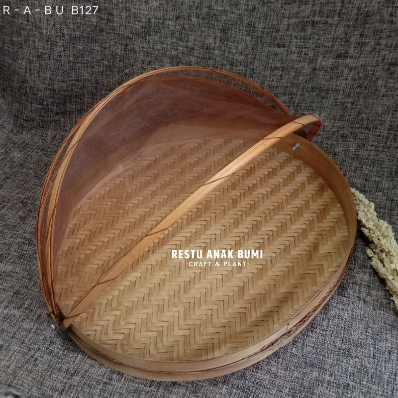 Promo (B126) Tudung Saji Bambu Oval Datar L 36x31cm|Wadah Snack|Tempat Kue|Wadah Kue|Hantaran|Sesera