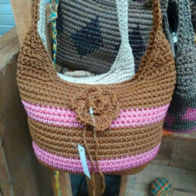 TERMURAH! TERLARIS! Tas Rajut Bunga/ Tas Rajut Modern/ Tas Selempang/ Tas Wanita ABG