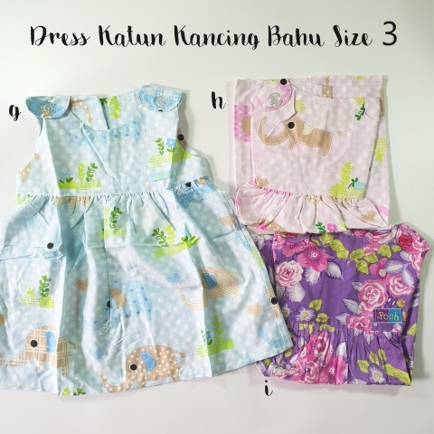 Dress Anak Katun Kancing Bahu Size 3