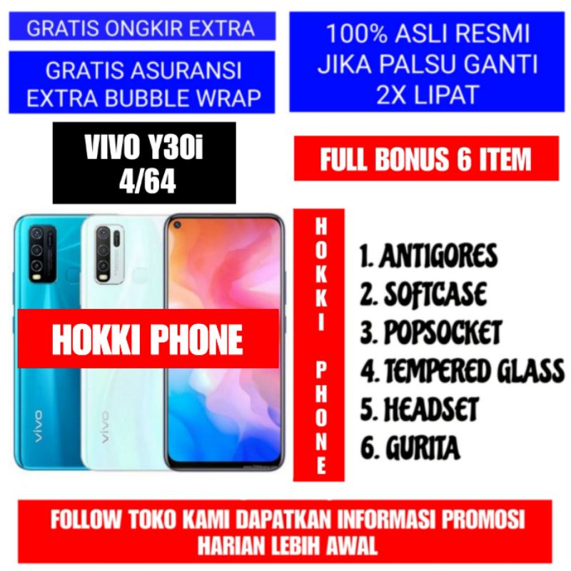 VIVO Y30i RAM 4GB ROM 64GB BARU GARANSI RESMI VIVO 1 TAHUN