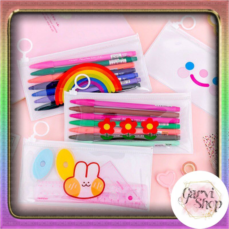 

[COD] TEMPAT PENSIL TRANSPARAN MOTIF LUCU / ZIPPER POUCH ATK TRANSPARAN