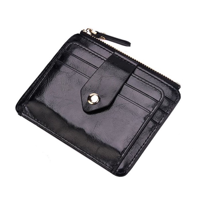 

READY Dompet Kartu / Wallet Card Kulit Dengan Resleting Import JDL001 - BLACK BERKUALITAS