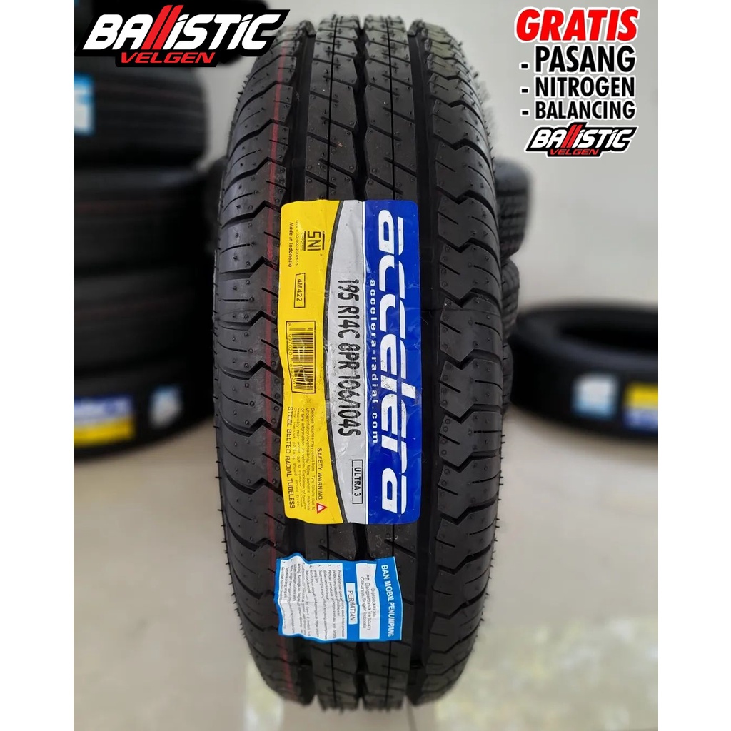 Ban standar L300 ring 14 ACCELERA ULTRA3 195 C 8 PR R14 ban mobil tubles Gratis Pasang dan balacing 