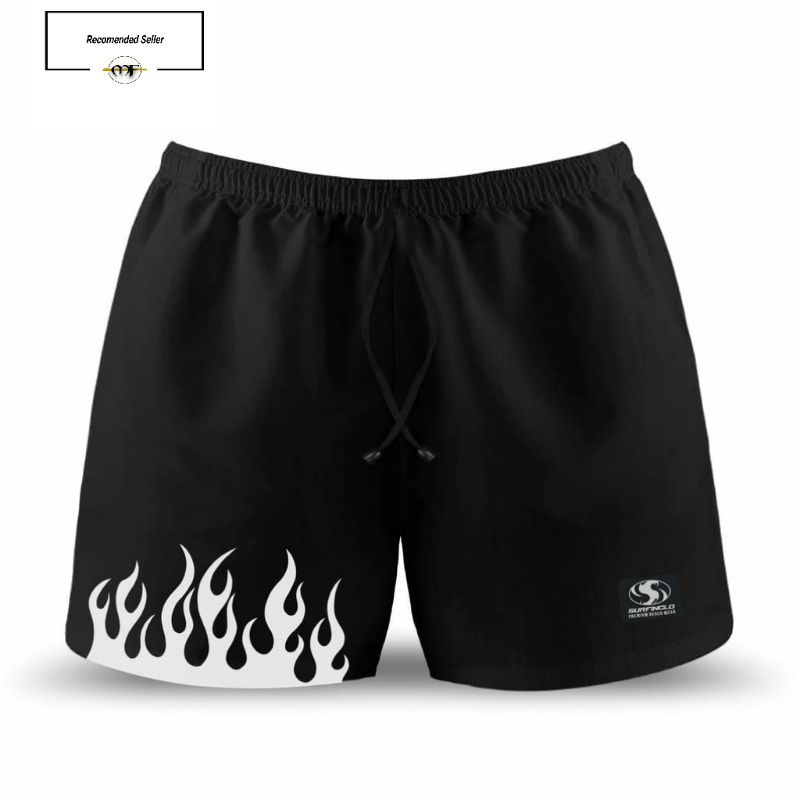 BEST SELLER | Boxer Api Black White Fire Celana Pendek Pria Surfing Distro