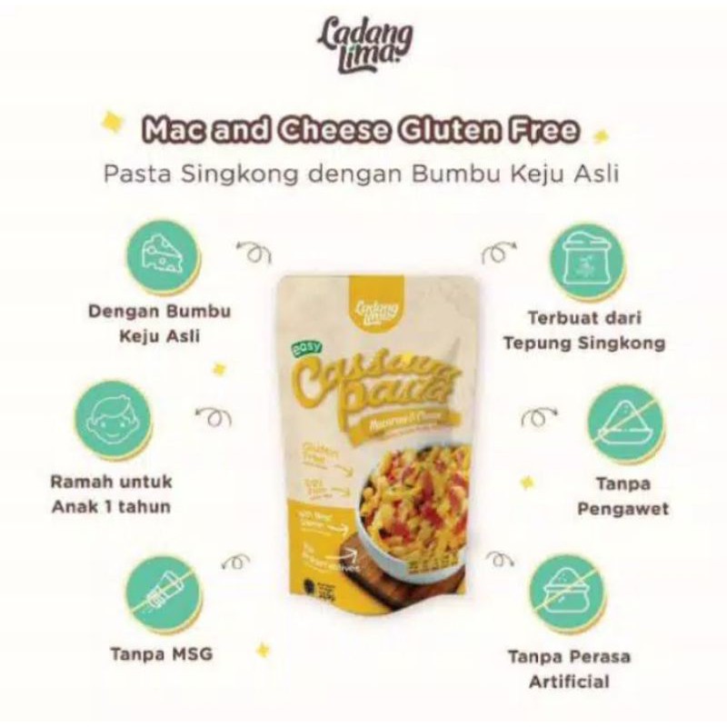 

[002] CASSAVA PASTA MAC & CHEESE 115gr Ladang Lima - 12m+ - Free Gluten, NON MSG