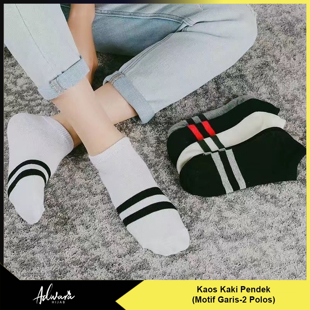 Kaos Kaki Pria Wanita Pendek Semata Kaki Motif Garis Polos (Korean Style)