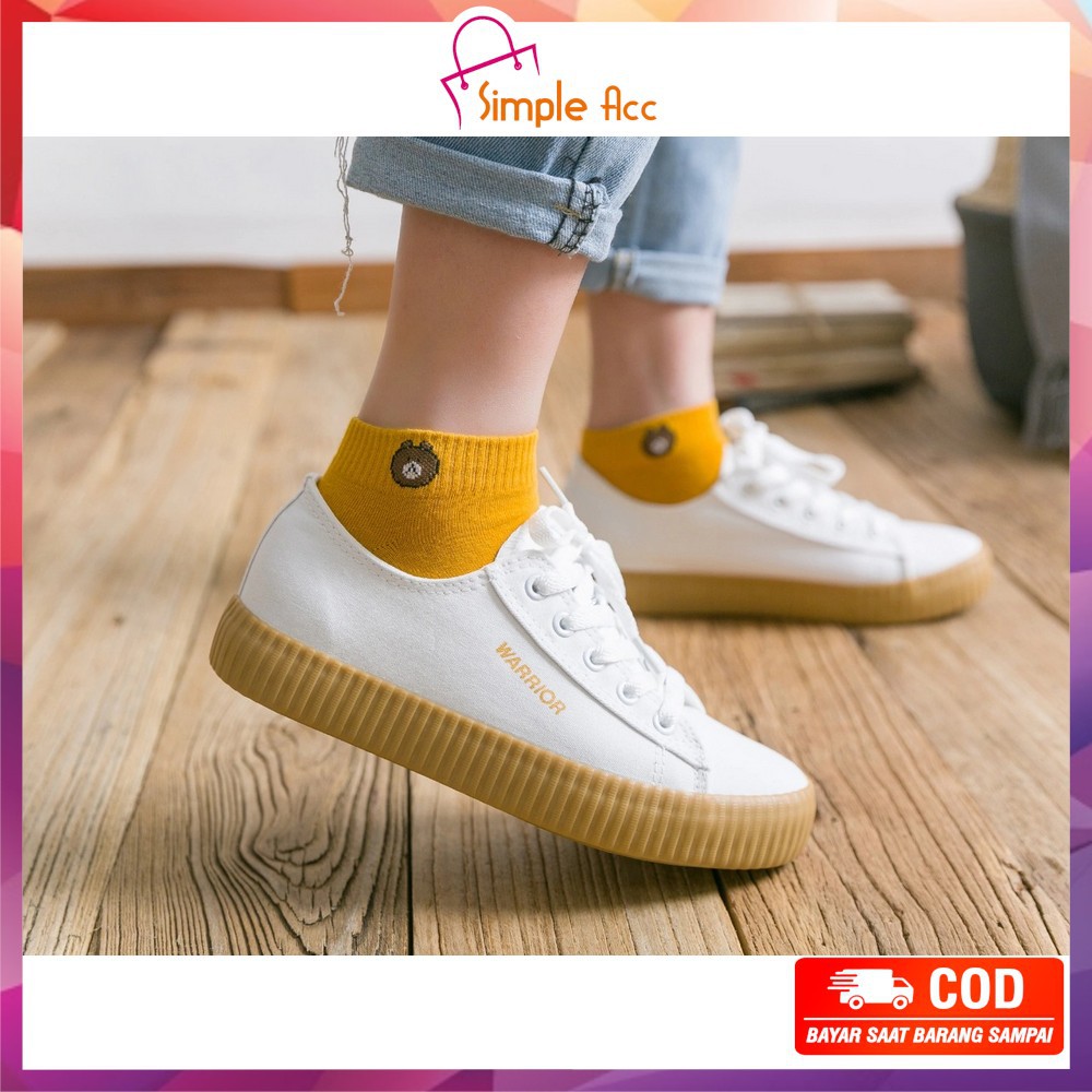 ~COD~DO-P32-33 Kaos Kaki Dewasa Pendek Kaus Kaki Wanita Pria Motif Brown Kaos Kaki Ankle Korea Daisy-5