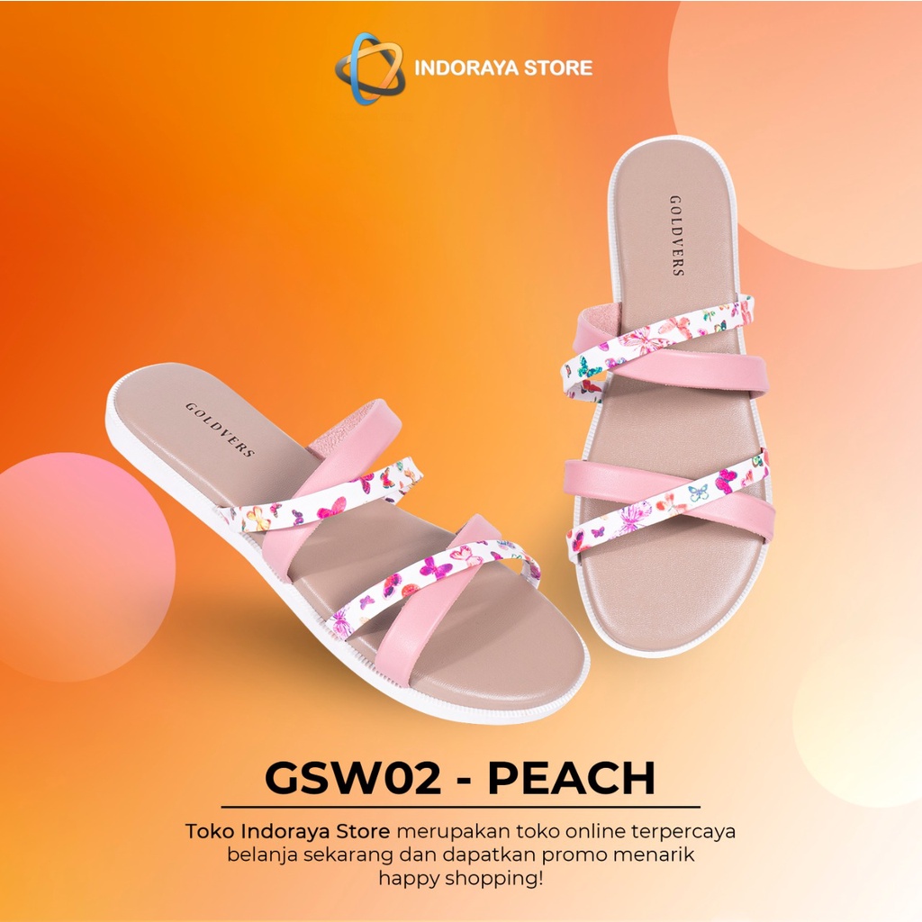 INDORAYA STORE – sandal wanita Synthetic Leather tali silang – sandal wanita motif bunga GSW-02