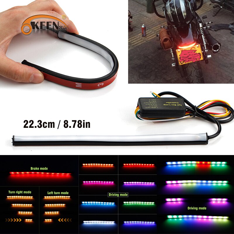 Lampu LED RGB Rem SEIN BELOK Motor Mobil Flexibel 23 cm RGB Lampu Plat belakang Motor harga per 1 buah