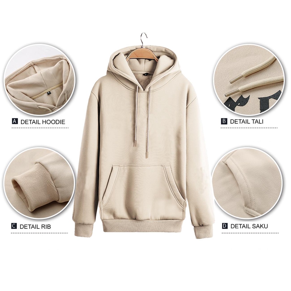 Hoodie Polos Sweater Latte Cream Pria Wanita Size M L XL XXL Murah