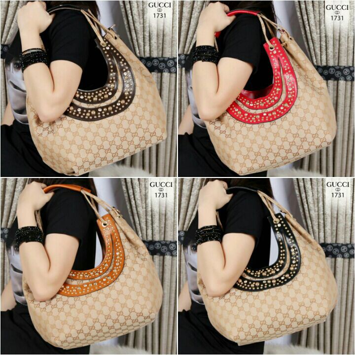 SALE GUCCI STUDDED HOBO BAG 1731