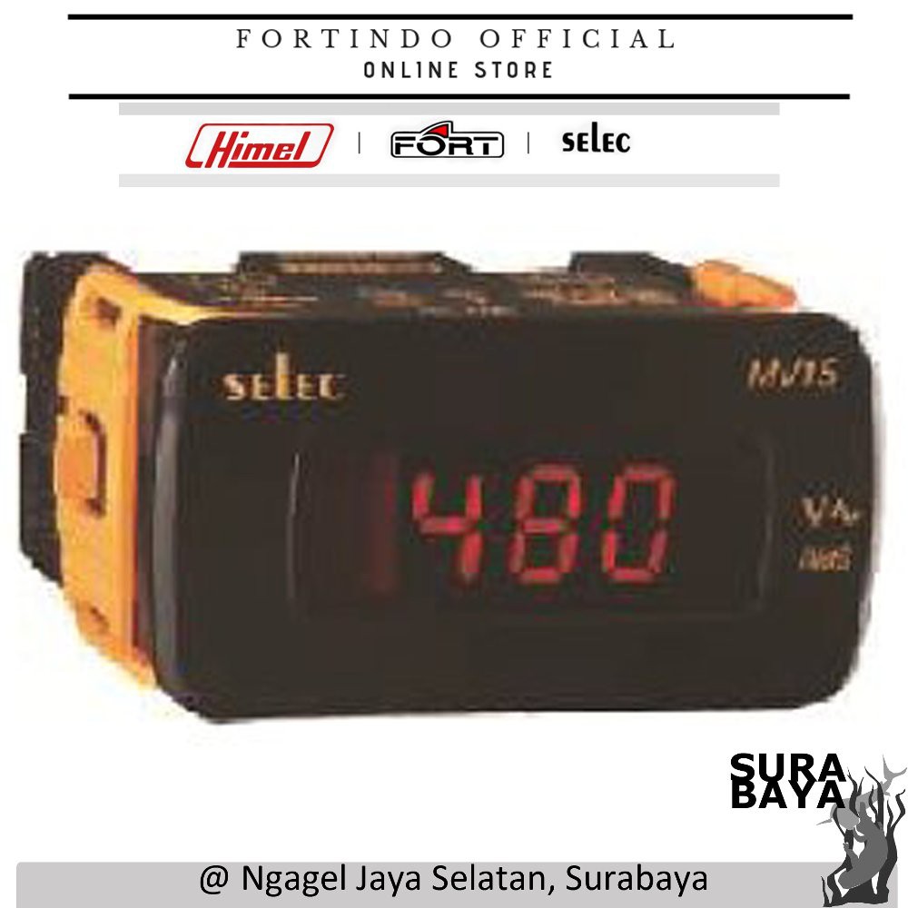 Digital LED Volt Meter 1Phase 2 Wire Selec MV15 FORT SURABAYA Berkualitas