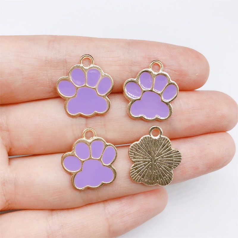 4pcs Liontin Enamel Bentuk Kaki Hewan Bahan Alloy Handmade Untuk Membuat Perhiasan