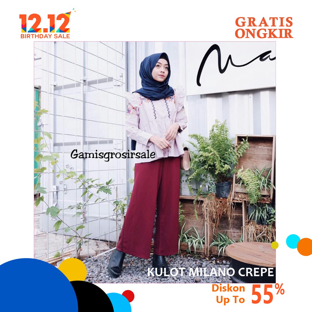 BISA COD TERBARU KULOT PANJANG CREP celana kulot milano BISA COD TERBARU KULOT PANJANG CREP celana kulot milano