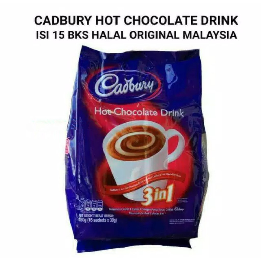 

CADBURY CHOCOLATE DRINK 3 IN 1 30 GR 15'S