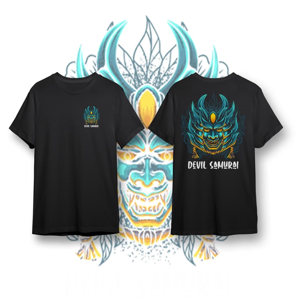 RK - Kaos Pria DEVIL SAMURAI Baju Kaos Distro Kaos Gambar Printing Kaos Pria