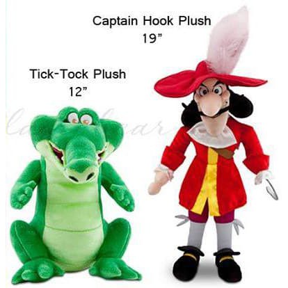 Disney Store USA - Captain Hook and Tic Toc Plush - Peter Pan / boneka