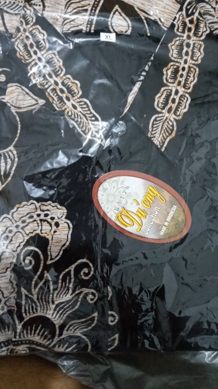 Kemeja Batik Pria Lengan Pendek Original Motif Hitam Manis Kujang  Atas Sragam M L Xl