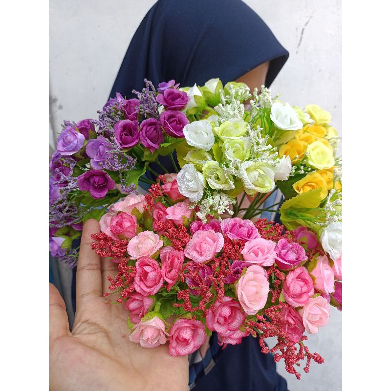 Ball Rose Bunga Plastik Artificial Dekorasi Rustic Hiasan Mahar Dried Flower Hampers-1