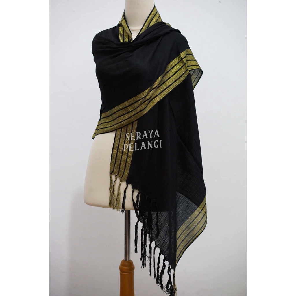 Pashmina Polos Garis Metalik | Selendang | Scarf | Syal | Shawl | Pasmina | Souvenir | Hadiah | Gift | Aksesoris Fashion | Import Quality | Grosir Murah