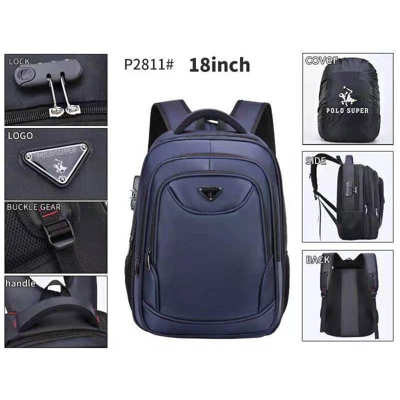 POLO SUPER - Tas Pria Ransel Laptop 18 inc Backpack Import Keylock Tas Polo Original Tas Punggung Pria