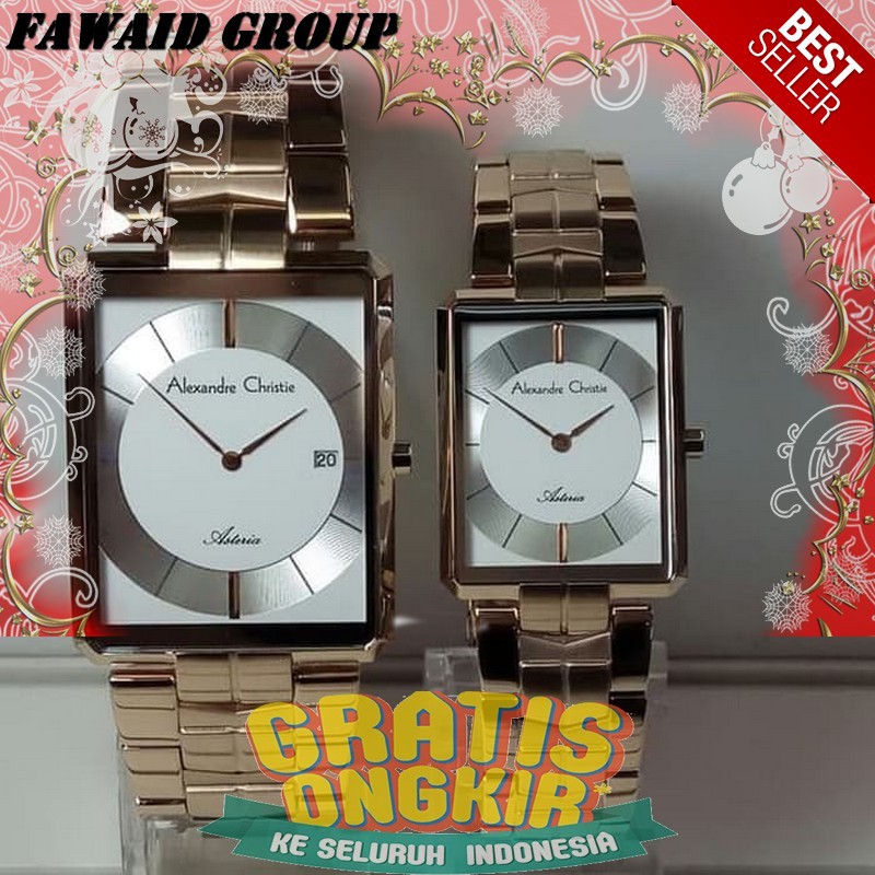 BEST SELLER JAM TANGAN WANITA ALEXANDRE CHRISTIE AC 8551 COUPLE HARGA SATUAN SOFT ROSEGOLD WHITE ORI