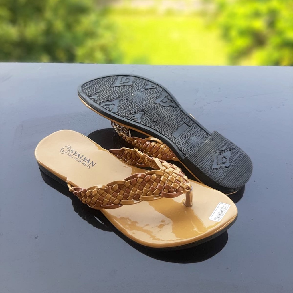 SDPD09 Sandal Wanita Perempuan Sandal Teplek Jepit - Motif Rajut