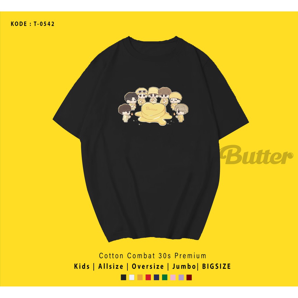 T0542  T-SHIRT / KAOS UNISEX / TUMBLR TEE / REAL PICTURE KPOP BTS BUTTER IN MIDDLE / IMPORT / ARMY