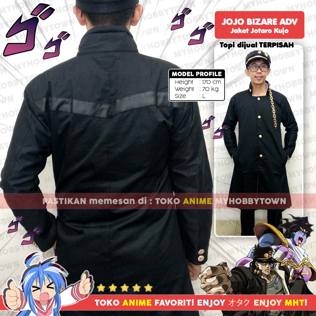 Jaket Jubah Coat Jotaro Kujo Jojo Bizarre Adventure Kostum Cosplay