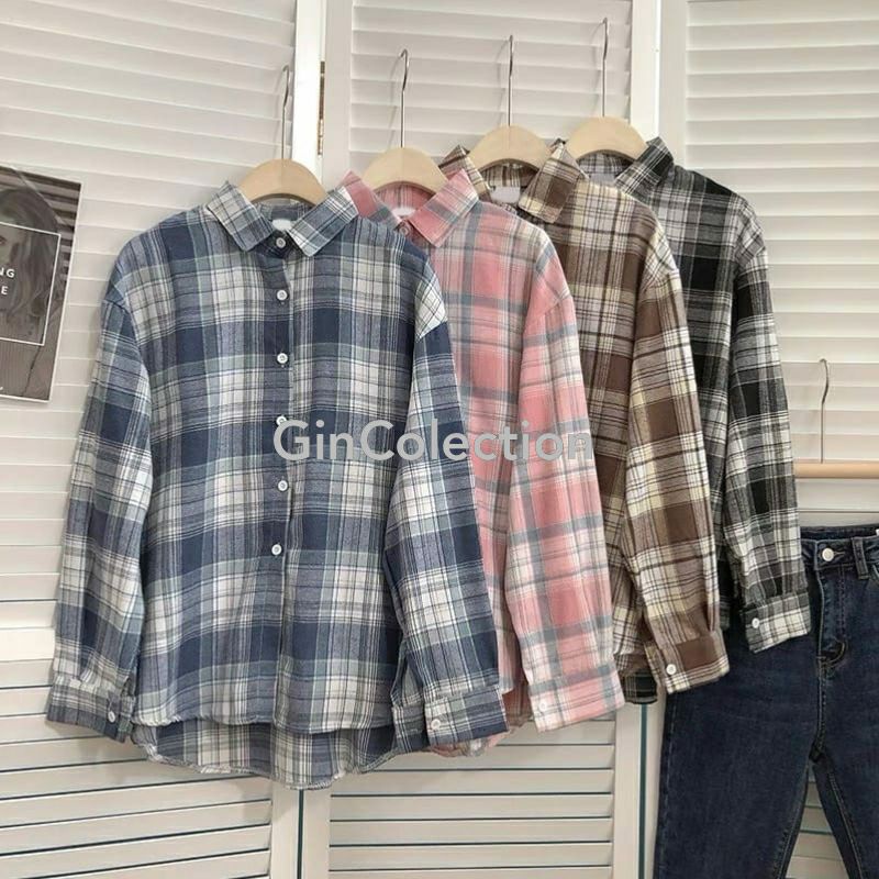 flanel wanita kemeja flannel wanita panjang kemeja kotak kotak wanita atasan wanita flanel