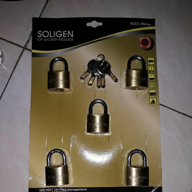 Gembok Soligen 40mm X 5 Pcs Kuningan Masterkey Computer