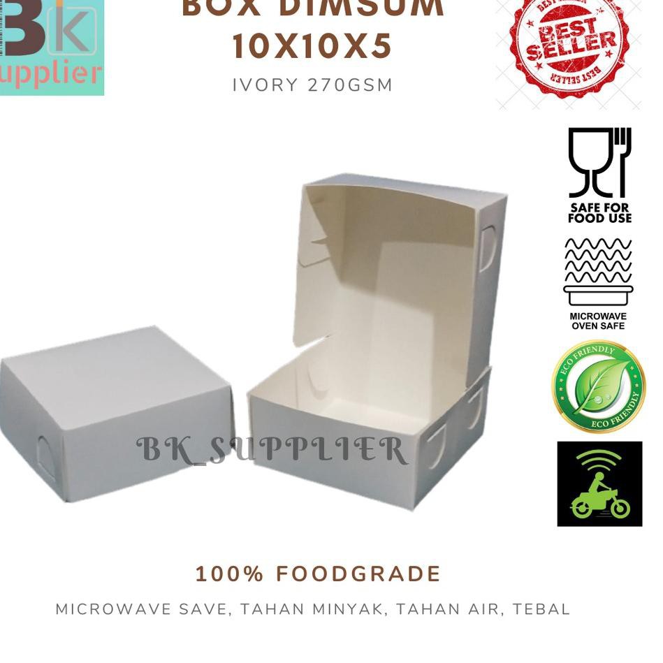 

TERLARIS BOX IVORY POLOS 10X10 10PCS / BOX TAKOYAKI / BOX DIMSUM / BOX KUE CUBIT / BOX SIOMAY /DONAT