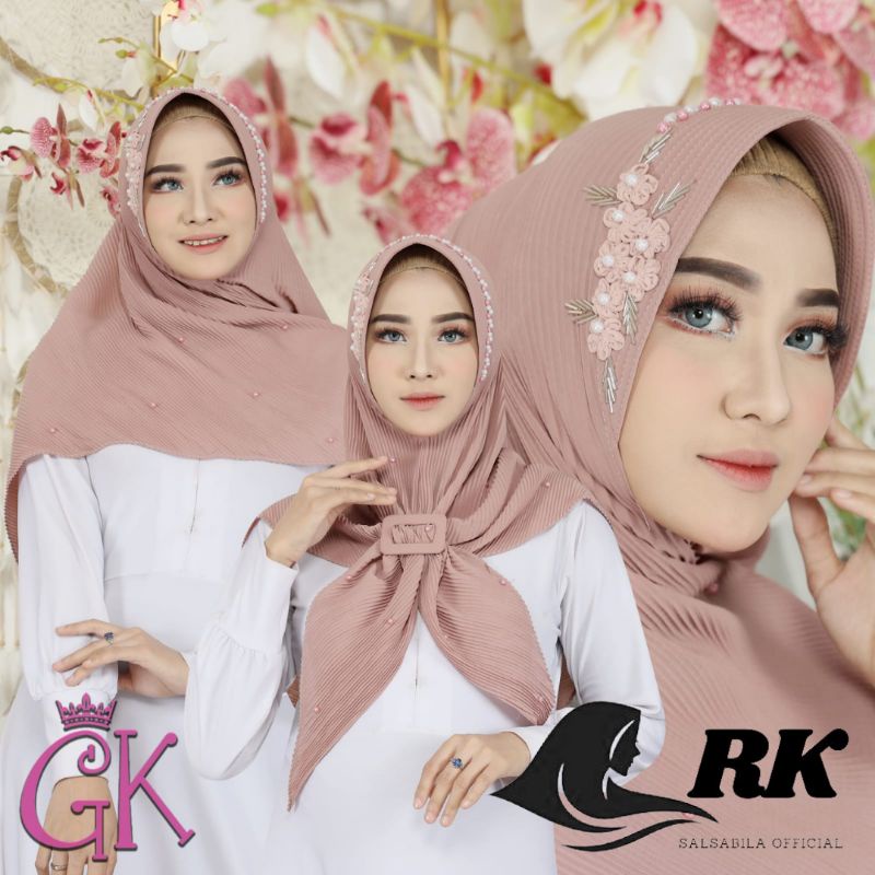 ♥️ RK SALSABILLA ♥️ JILBAB/HIJAB KHIMAR INTAN PLISKET PET SAKURA + FREE RING GESPER KOTAK / JILBAB H