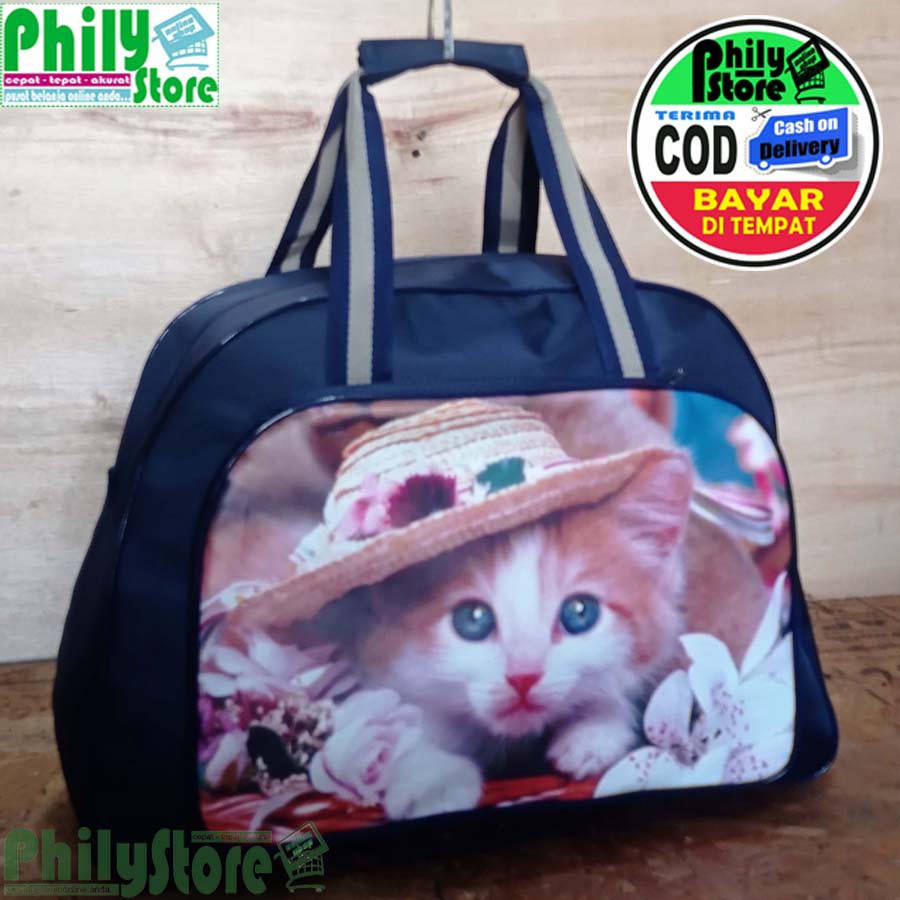 TAS PAKAIAN MOTIF TRAVELBAG BESAR ELLE GAMBAR KUCING TAS MUDIK PULANG KAMPUNG