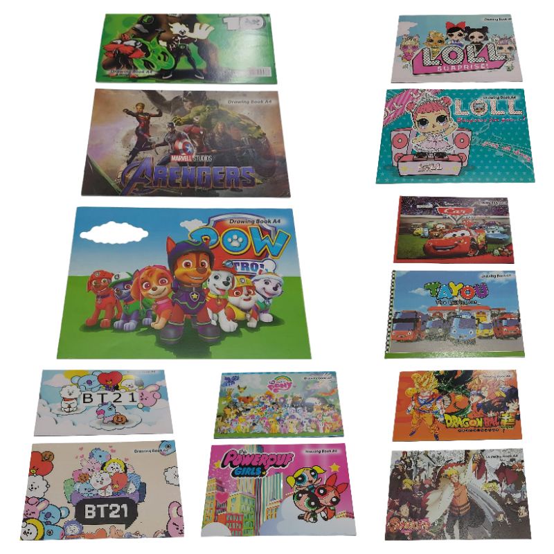 Buku Gambar A4 Fancy Lucu Cewe Cowo Mix Motif Random (10 buku)