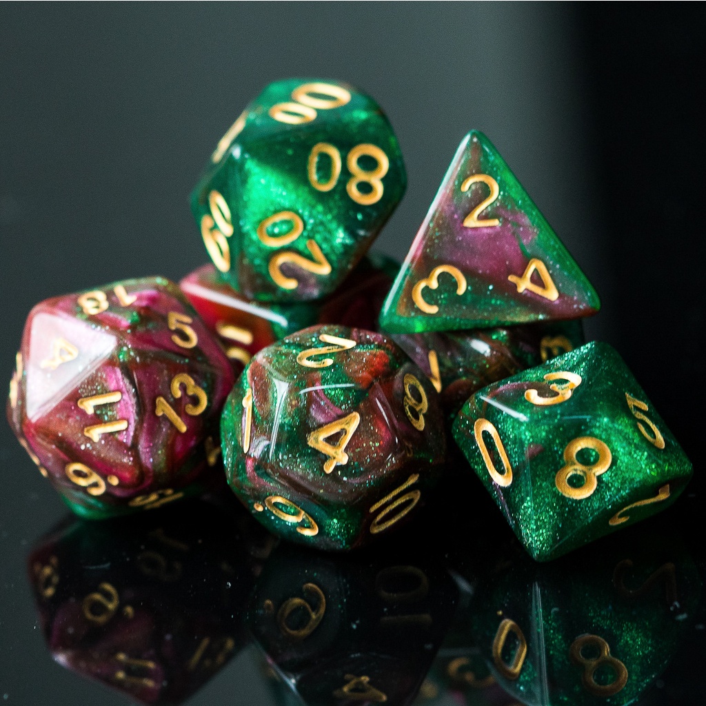 7pcs Dadu Polyhedral RPG Bahan Akrilik Multi Warna Untuk Permainan Konsentrat