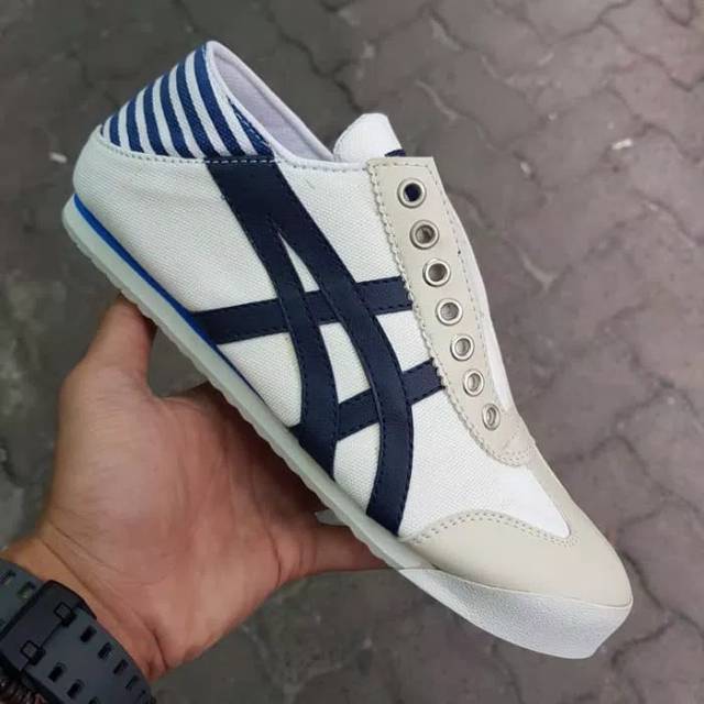 SEPATU ASICS TIGER ONITSUKA PARATY SLIP ON 36-40  CREAM NAVY