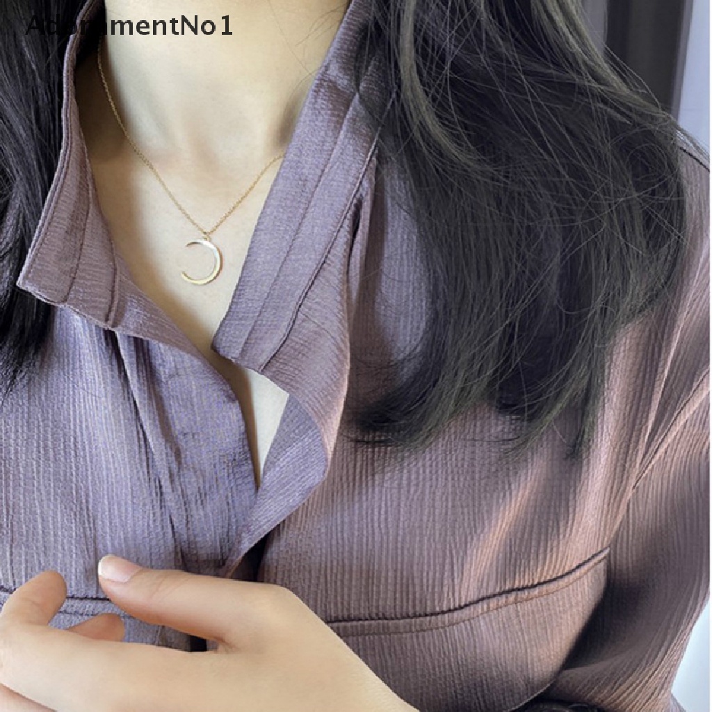 (AdornmentNo1) Kalung Rantai Lapis Silver Dengan Liontin Bulan Sabit Untuk Wanita