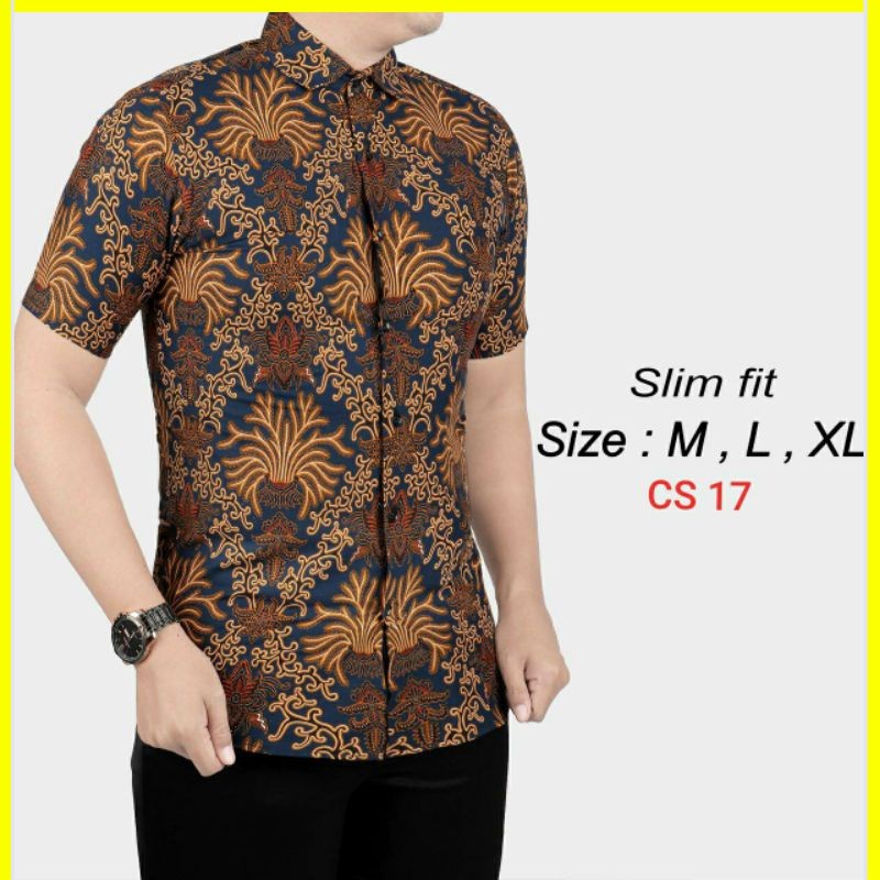 BAJU BATIK PRIA SLIM FIT LENGAN PENDEK COLINDION CBS763 PREMIUM KEMEJA BLD JAKARTA