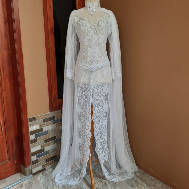 (Ready &amp; PO) Kebaya Akad Pengantin Full Payet / Gaun Akad Pengantin Slayer / Kebaya / Wedding Dress