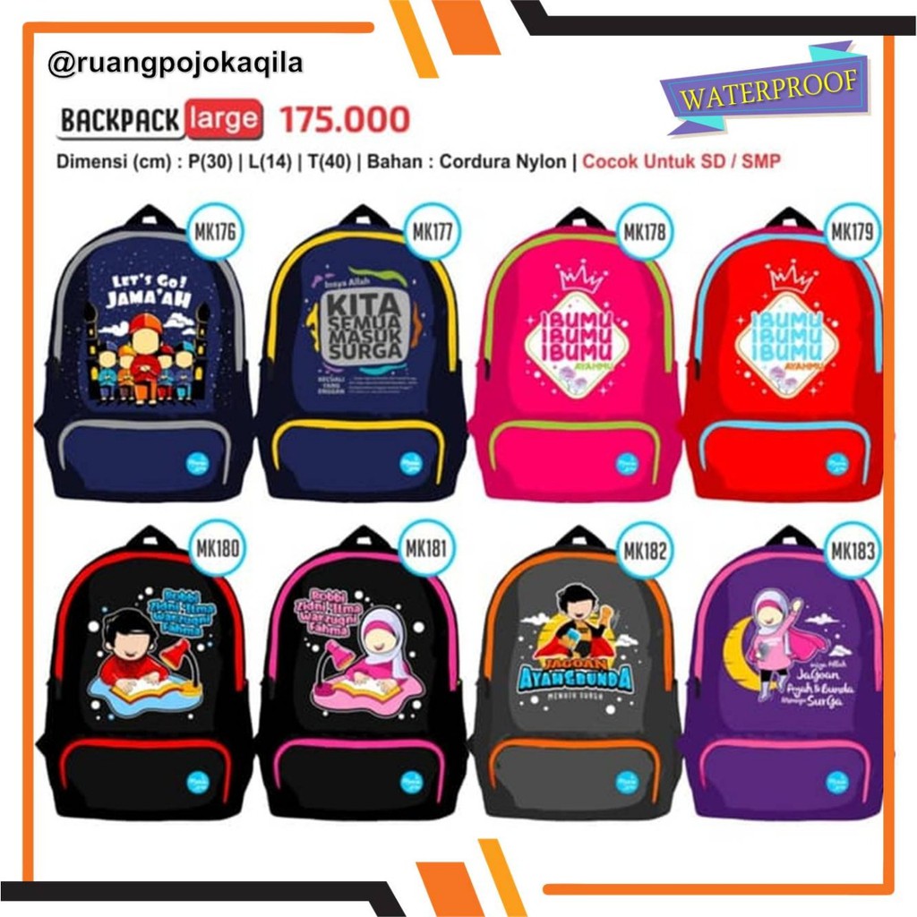 Tas anak muslim - moslem kids - backpack large sd smp