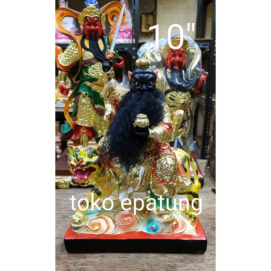 patung dewa zhang tien se / tiu tien se - fiber -10 inch - Duduk