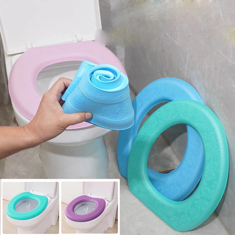 Cover Dudukan Toilet Bentuk O Bahan EVA Lembut Tahan Air Untuk Kamar Mandi