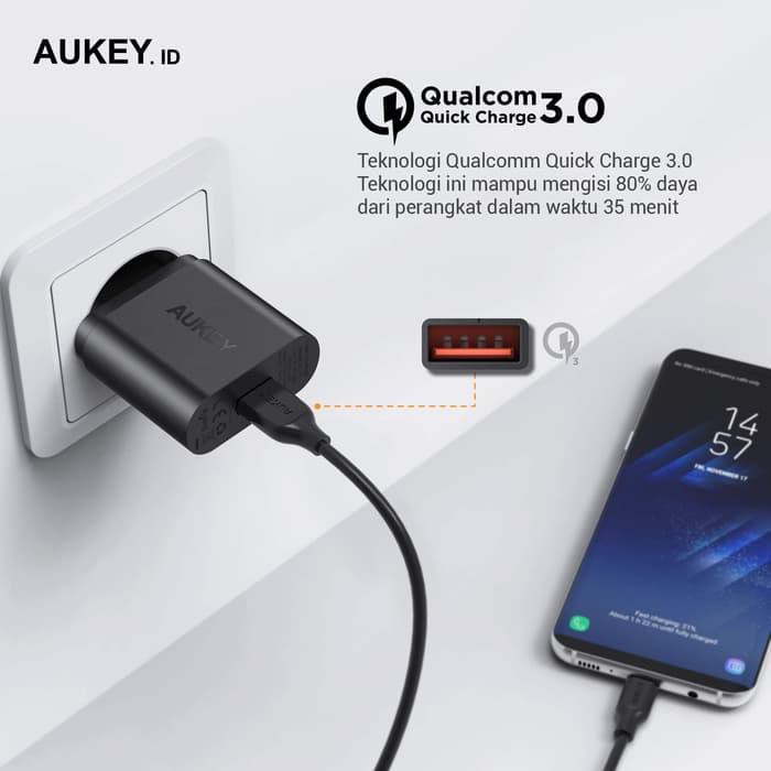 Aukey Charger 1 Port 18W QC 3.0 + Micro USB Cable - SKU : 500001 / 500291