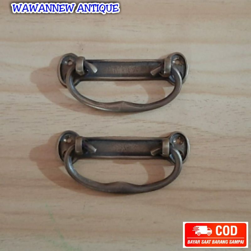 Handle / Tarikan Laci Lemari Jendela Kuningan Antik Motif Polos 8cm