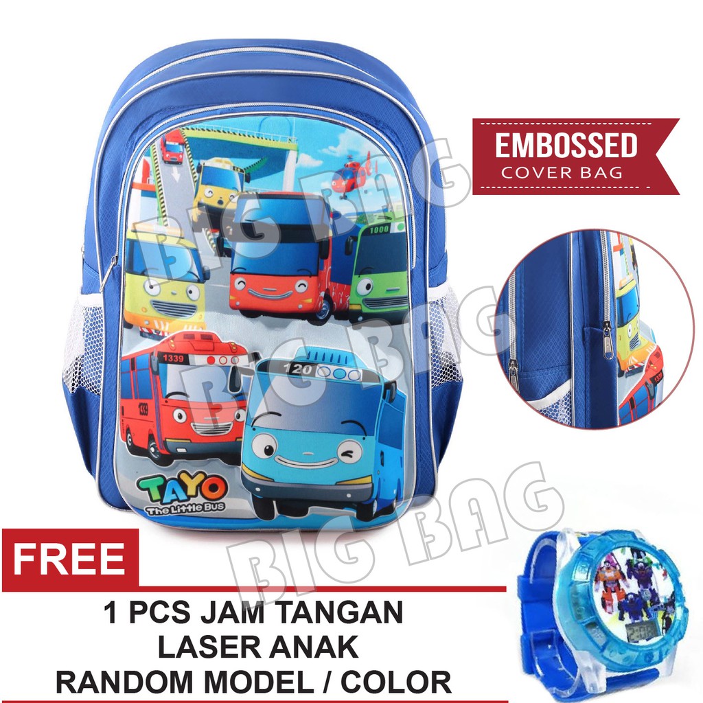 Tas Ransel Anak Laki Laki Karakter - Big Emboss.RTM - Blue + FREE Jam Tangan Laser