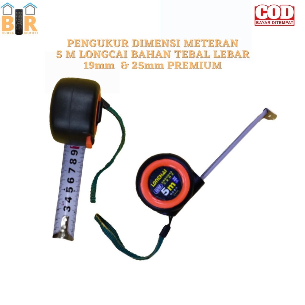 Pengukur Dimensi Meteran 5m LONGCAI Bahan Tebal Lebar 19mm dan 25mm PREMIUM