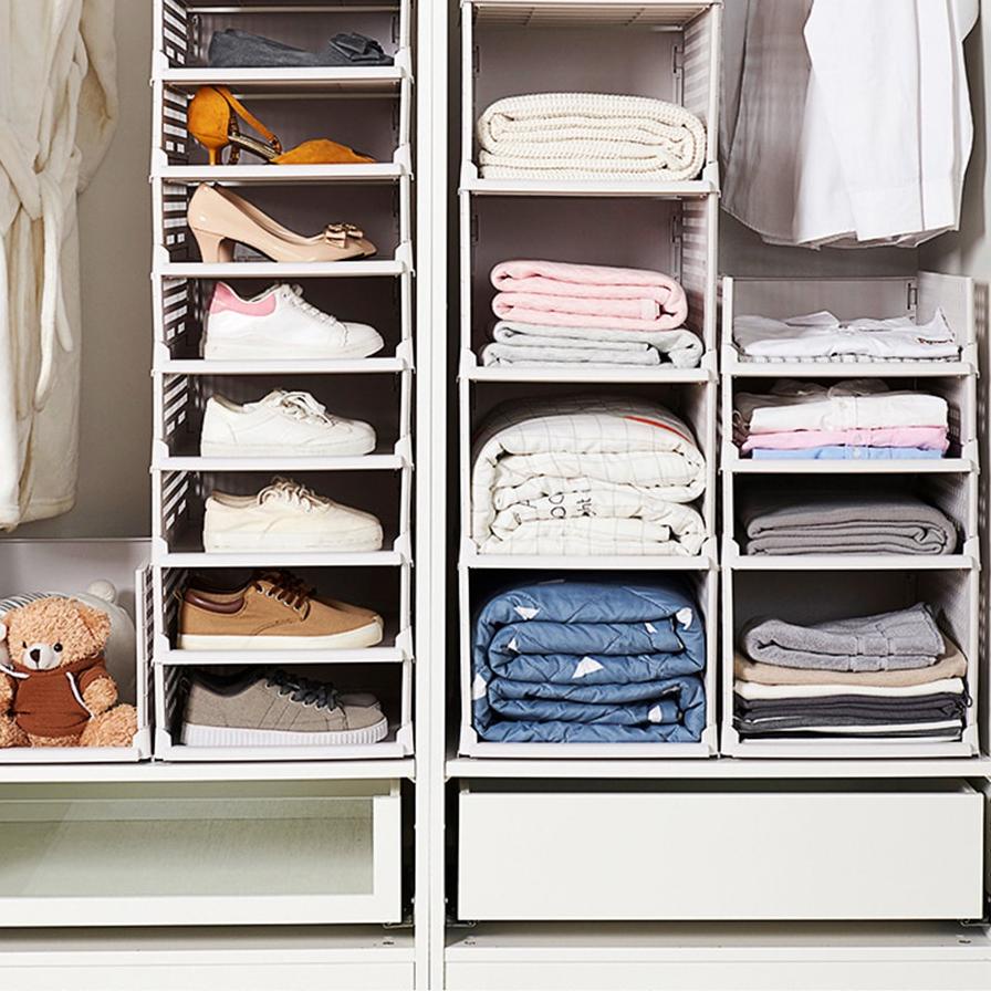 ♡ Rak Laci Lipat Storage Box Rak Pakaian Susun Rak Baju Tempat Baju Rak Lipat Organizer Box Keranjan